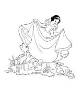 coloriage blanche neige et les animaux de la foret